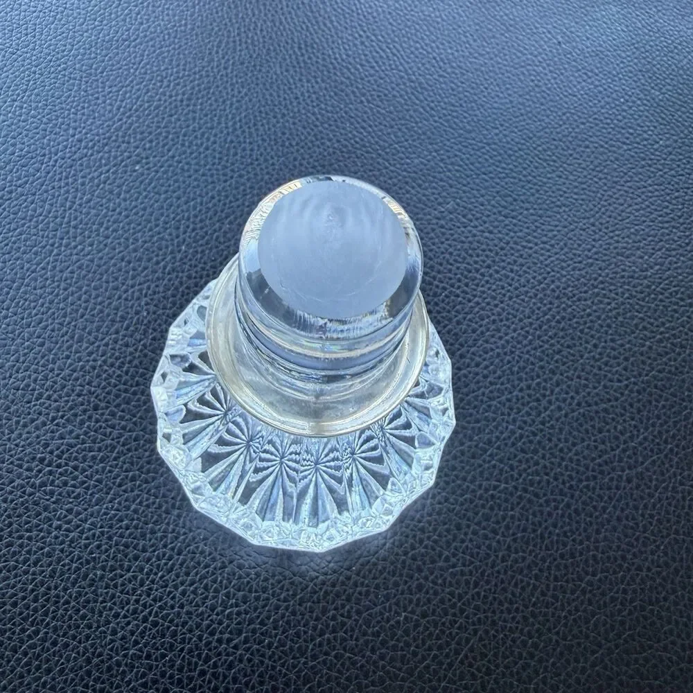 Vintage Cut Crystal Decanter w/ Stopper 11.5” Tall Diamond Pattern Barware